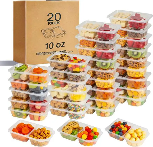 Main image of Reusable Snack Containers with Lids, Snack Containers, 20-Pack Snack Pack Containers, meal prep containers Double Compartment, Container Portion Control for On the Go Travel Essentials