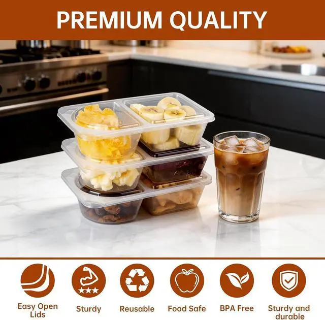 Alt view image 4 of 7 - Reusable Snack Containers with Lids, Snack Containers, 20-Pack Snack Pack Containers, meal prep containers Double Compartment, Container Portion Control for On the Go Travel Essentials