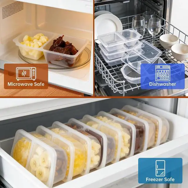 Alt view image 5 of 7 - Reusable Snack Containers with Lids, Snack Containers, 20-Pack Snack Pack Containers, meal prep containers Double Compartment, Container Portion Control for On the Go Travel Essentials
