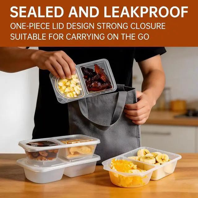 Alt view image 6 of 7 - Reusable Snack Containers with Lids, Snack Containers, 20-Pack Snack Pack Containers, meal prep containers Double Compartment, Container Portion Control for On the Go Travel Essentials