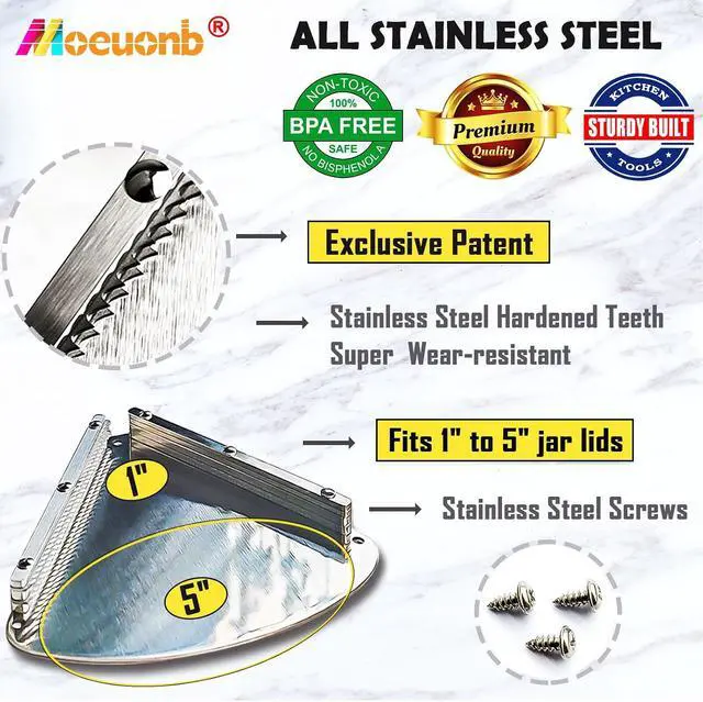 Alt view image 3 of 6 - Moeuonb Under Cabinet Jar Opener for Seniors Lid Cap Opener for Weak Hands | Stainless Steel Jar Opener Tool, Under Counter Can Opener, One Handed Jar opener Effort-saving