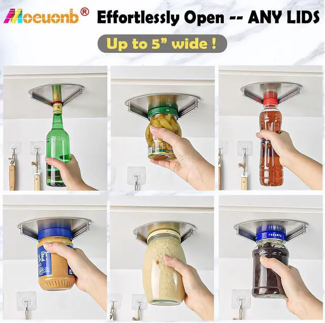 Alt view image 4 of 6 - Moeuonb Under Cabinet Jar Opener for Seniors Lid Cap Opener for Weak Hands | Stainless Steel Jar Opener Tool, Under Counter Can Opener, One Handed Jar opener Effort-saving