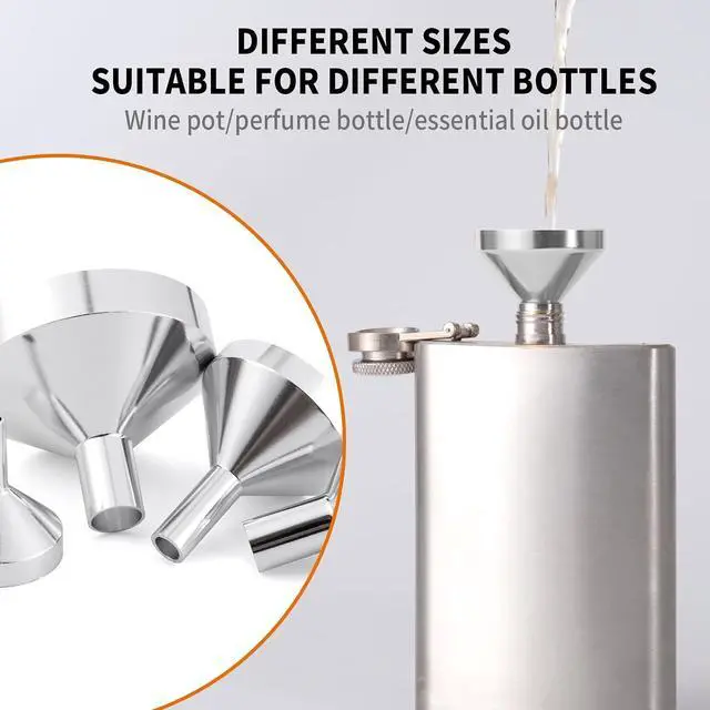 Alt view image 5 of 6 - Small Metal Funnels Mini Funnel 8 Size Tiny Bottle Funnel, Miniature Atomizers, Flask, Perfume, Essential Oil, Powder, Micro Pet Capsule, Spice Jar
