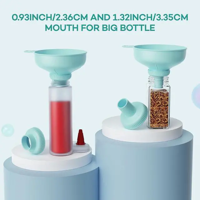 Alt view image 4 of 7 - Pisol Wide Mouth Funnel for Kitchen Use for Filling Bottles with Bags | Food Grade Plastic, BPA Free, 5 Sizes Mouth, 2 Strainers, Rotating Screw Design, Easy to Clean, Dishwasher Safe
