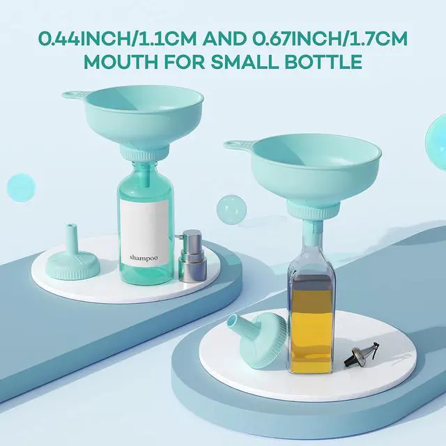 Alt view image 3 of 7 - Pisol Wide Mouth Funnel for Kitchen Use for Filling Bottles with Bags | Food Grade Plastic, BPA Free, 5 Sizes Mouth, 2 Strainers, Rotating Screw Design, Easy to Clean, Dishwasher Safe