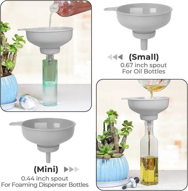 Alt view image 3 of 7 - Wide Mouth Kitchen Funnel, Food Grade Plastic Cooking Canning Funnel with 4 Sizes Spouts for Filling Wide and Regular Mason Jars, Spray Dropper Oil Bottle Jug Spices Shampoo Sauce