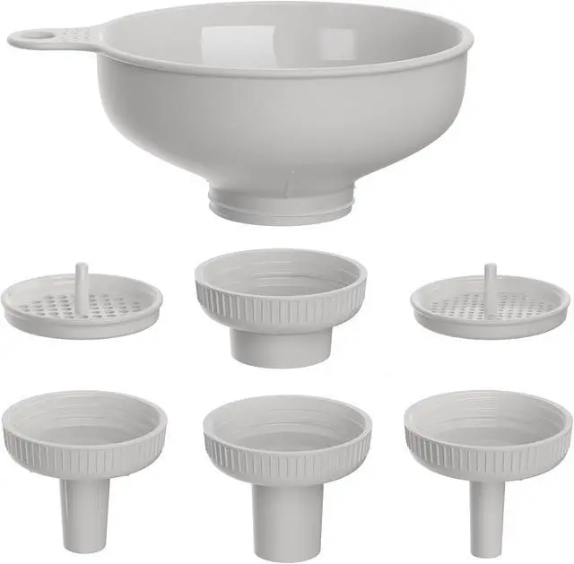 Alt view image 2 of 7 - Wide Mouth Kitchen Funnel, Food Grade Plastic Cooking Canning Funnel with 4 Sizes Spouts for Filling Wide and Regular Mason Jars, Spray Dropper Oil Bottle Jug Spices Shampoo Sauce