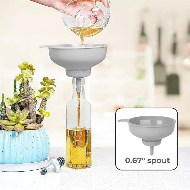 Alt view image 5 of 7 - Wide Mouth Kitchen Funnel, Food Grade Plastic Cooking Canning Funnel with 4 Sizes Spouts for Filling Wide and Regular Mason Jars, Spray Dropper Oil Bottle Jug Spices Shampoo Sauce