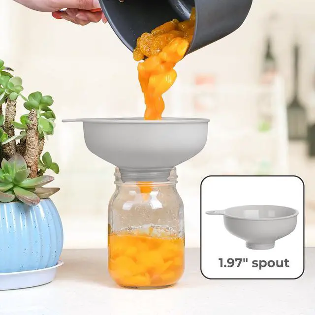 Alt view image 7 of 7 - Wide Mouth Kitchen Funnel, Food Grade Plastic Cooking Canning Funnel with 4 Sizes Spouts for Filling Wide and Regular Mason Jars, Spray Dropper Oil Bottle Jug Spices Shampoo Sauce