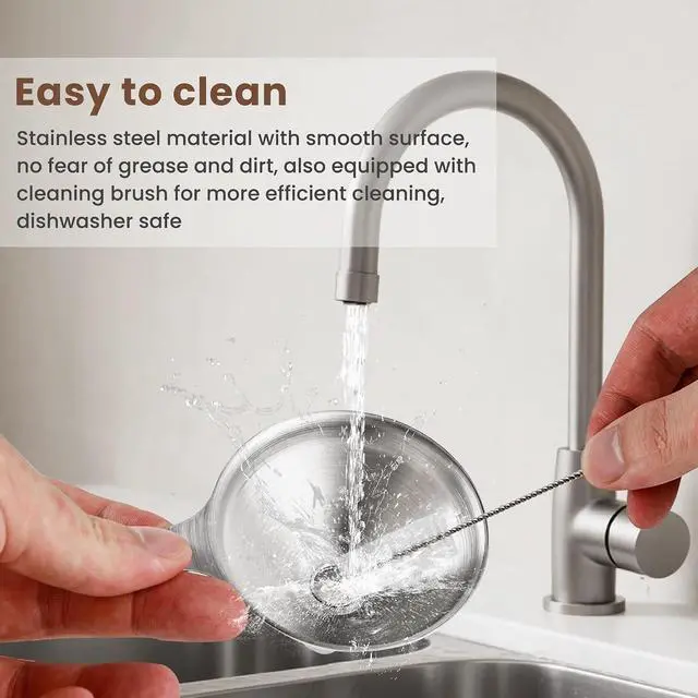 Alt view image 6 of 7 - Supercenter Kitchen Funnel, Mini Funnel, Set of 3, Round Ring & Clean Brush | Stainless Steel,Perfect for Transferring Liquids, Oils, Powders, Spices
