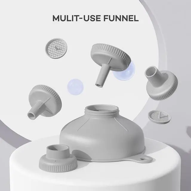 Alt view image 3 of 7 - Pisol Wide Mouth Versatile Funnel for Kitchen Use for Filling Bottles | Food Grade Plastic, BPA Free, 5 Sizes Mouth, 2 Strainers, Rotating Screw Design, Easy to Clean, Dishwasher Safe