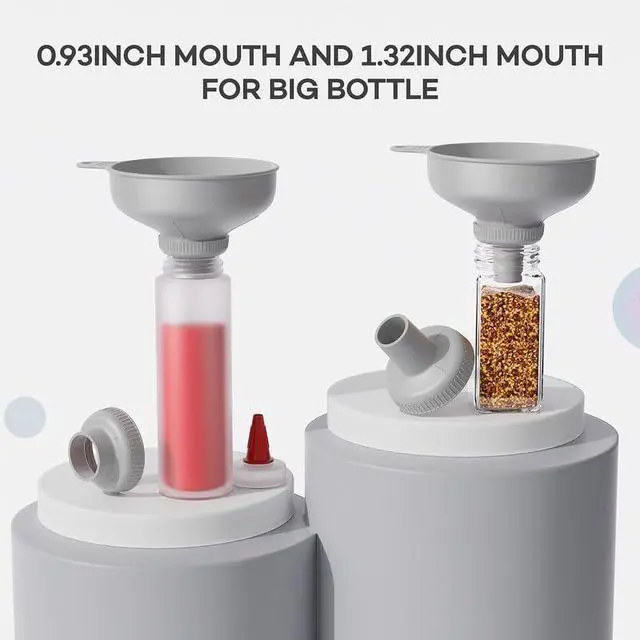 Alt view image 4 of 7 - Pisol Wide Mouth Versatile Funnel for Kitchen Use for Filling Bottles | Food Grade Plastic, BPA Free, 5 Sizes Mouth, 2 Strainers, Rotating Screw Design, Easy to Clean, Dishwasher Safe