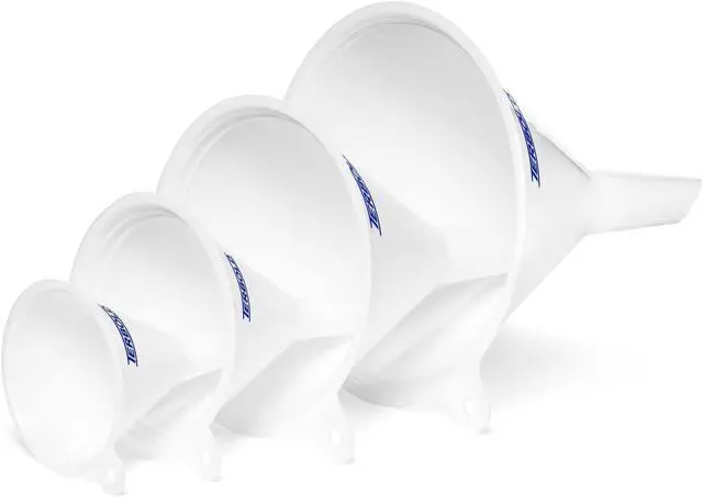 Alt view image 7 of 7 - 4pc Funnel Nesting Set in BPA Free Plastic for Kitchen Cooking, Car Oil, Home, or Lab Use (White) | BPA Free Plastic for Kitchen Cooking, Car Oil, Home, or Lab Use