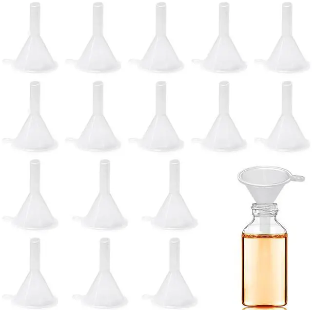 Main image of 30 Pcs Small Funnel Mini Funnel Clear Plastic Funnels | Fit for Lab Bottles, Essential Oils, Perfumes, Spices, Sand Art, Powder Funnel
