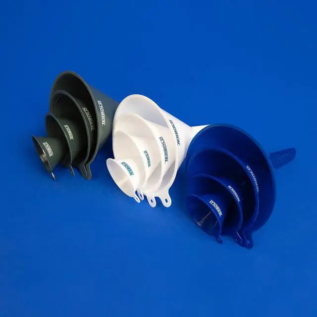 Alt view image 6 of 7 - 4pc Funnel Nesting Set in BPA Free Plastic for Kitchen Cooking, Car Oil, Home, or Lab Use (White) | BPA Free Plastic for Kitchen Cooking, Car Oil, Home, or Lab Use