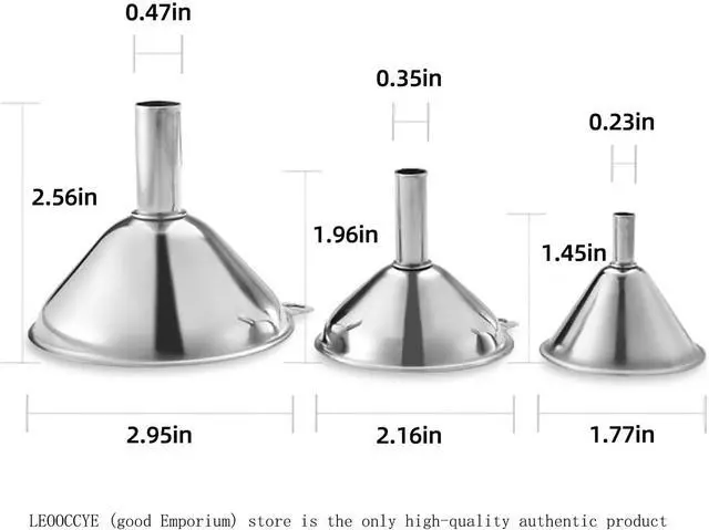 Alt view image 3 of 6 - 3 Pcs Stainless Steel Kitchen Funnel Made of Food-Grade Stainless Steel That withstands high and Low temperatures Perfect for Storing Liquids and Kitchen Spices or Powders Send a Cleaning Brush