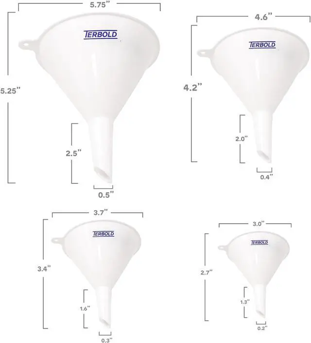 Alt view image 2 of 7 - 4pc Funnel Nesting Set in BPA Free Plastic for Kitchen Cooking, Car Oil, Home, or Lab Use (White) | BPA Free Plastic for Kitchen Cooking, Car Oil, Home, or Lab Use