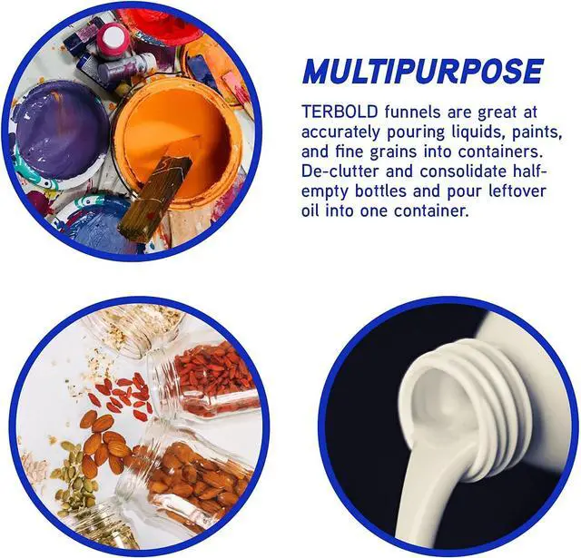 Alt view image 5 of 7 - 4pc Funnel Nesting Set in BPA Free Plastic for Kitchen Cooking, Car Oil, Home, or Lab Use (White) | BPA Free Plastic for Kitchen Cooking, Car Oil, Home, or Lab Use