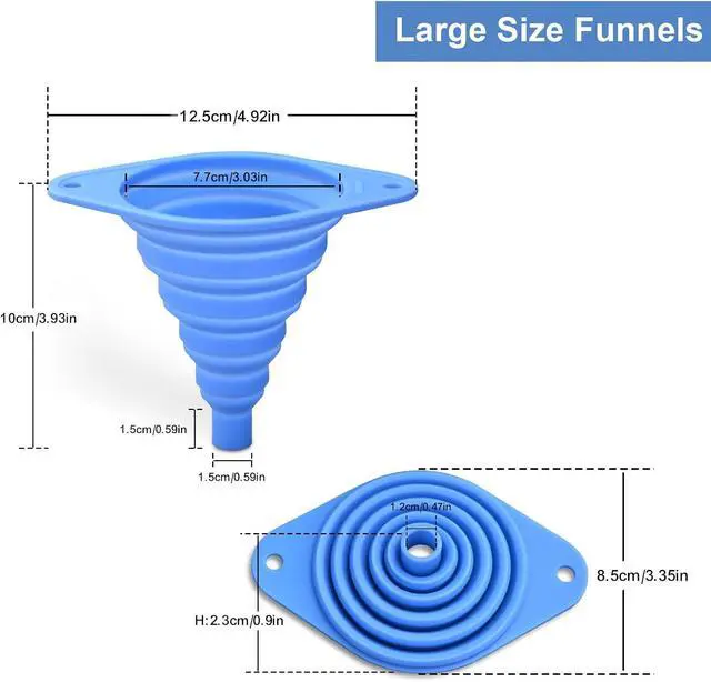 Alt view image 3 of 7 - Kitchen Funnels Set 4 PackSmall and LargeSilicone Collapsible FunnelSmall Funnel for Bottles and Funnels for Filling Water Bottle