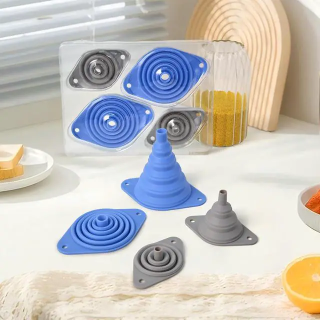 Alt view image 2 of 7 - Kitchen Funnels Set 4 PackSmall and LargeSilicone Collapsible FunnelSmall Funnel for Bottles and Funnels for Filling Water Bottle