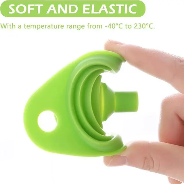Alt view image 4 of 6 - Medsuo 2pcs Portable Collapsible Funnels Silicone Kitchen Gadgets Accessories Foldable Hopper Funnel for Oil Water Powders Liquid Filling Bottles or Containers (Blue and Green)