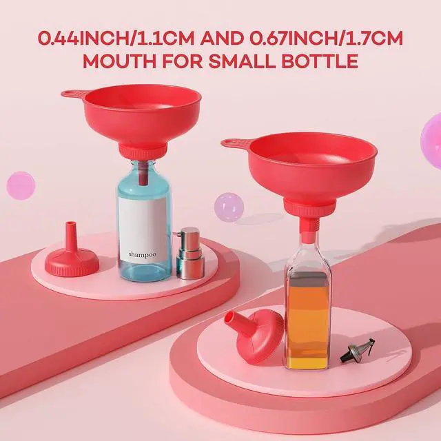 Alt view image 4 of 7 - Pisol Wide Mouth Funnel for Kitchen Use for Filling Bottles with Bags | Food Grade Plastic, BPA Free, 5 Sizes Mouth, 2 Strainers, Rotating Screw Design, Easy to Clean, Dishwasher Safe