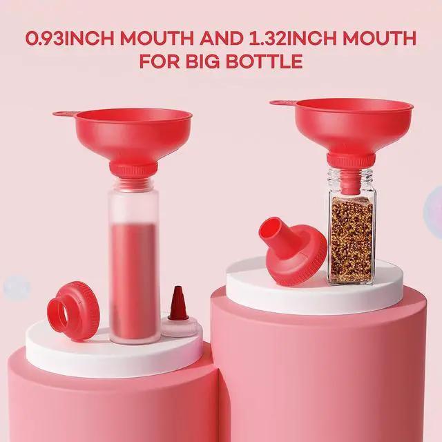 Alt view image 5 of 7 - Pisol Wide Mouth Funnel for Kitchen Use for Filling Bottles with Bags | Food Grade Plastic, BPA Free, 5 Sizes Mouth, 2 Strainers, Rotating Screw Design, Easy to Clean, Dishwasher Safe