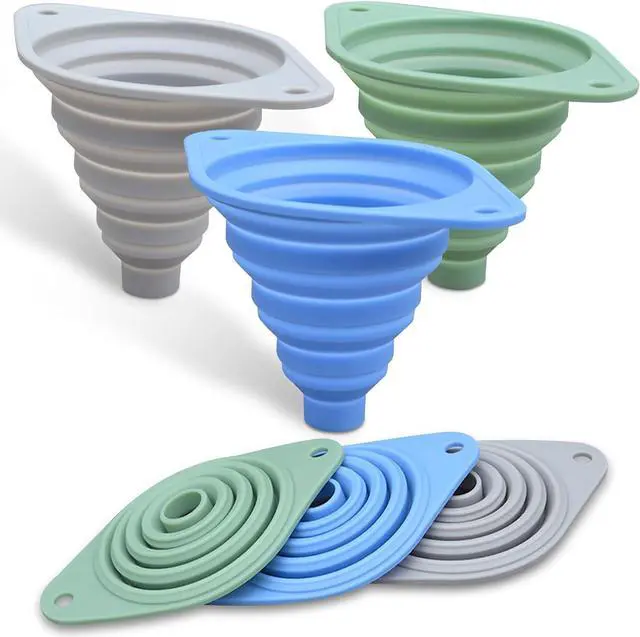 Main image of Kitchen Funnel Set 3 Pack,Funnels for Kitchen Use Filling Bottles,Silicone Funnel Collapsible,Small Funnels for Filling Small Bottles