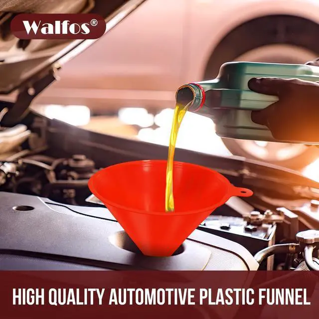 Alt view image 3 of 6 - walfos 4pcs Kitchen Plastic Funnel (NO BPA),Automotive Funnel for Liquid Transfer,funnels for Filling Bottles, containers or Kitchen funnels for Laboratory use. red4.7in&3.7in&2.7in&2in
