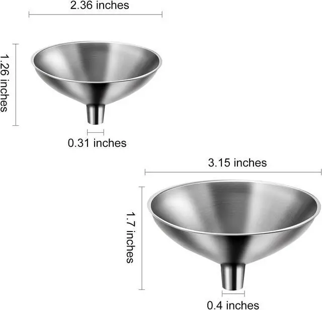 Alt view image 2 of 7 - Small Funnel Set of 2, Stainless Steel Mini Funnel for Essential Oil Transfer, Kitchen Use