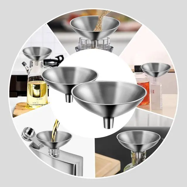 Alt view image 4 of 7 - Small Funnel Set of 2, Stainless Steel Mini Funnel for Essential Oil Transfer, Kitchen Use