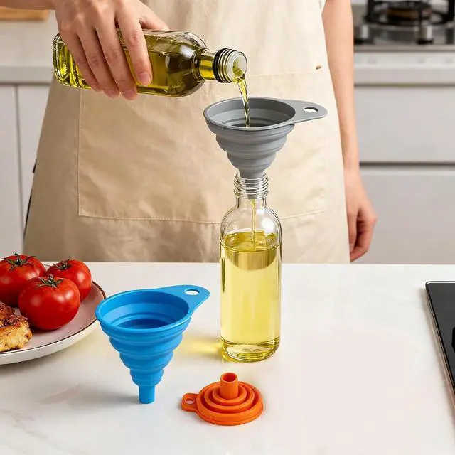Alt view image 3 of 7 - Funnels for Kitchen Use Filling Bottles, 6Pcs Small and Large | Foldable Funnel Kitchen Accessories Gadgets