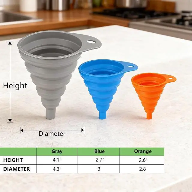 Alt view image 5 of 7 - Funnels for Kitchen Use Filling Bottles, 6Pcs Small and Large | Foldable Funnel Kitchen Accessories Gadgets