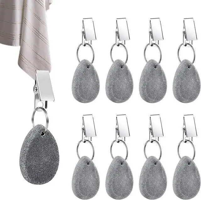 Main image of 8pcs Tablecloth Weights Tablecloth Pendant Stone Table Cover Weights Hangers with Metal Clips (Drop-Grey)
