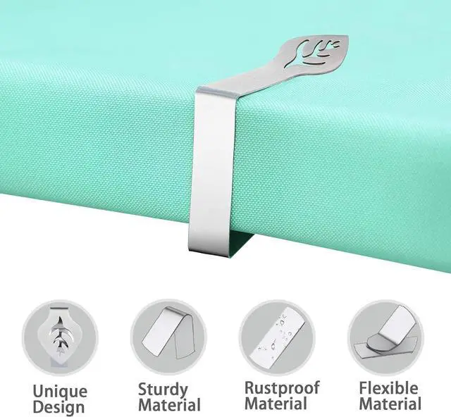 Alt view image 5 of 6 - Table Cloth Holder Clips 10 Pack, Leaf Shape Picnic Tablecloth Clip Outdoor Large Heavy Duty Stainless Steel Decorative Cover Clamp Pin for Party Wedding Restaurant Camping RV Essential Accessories