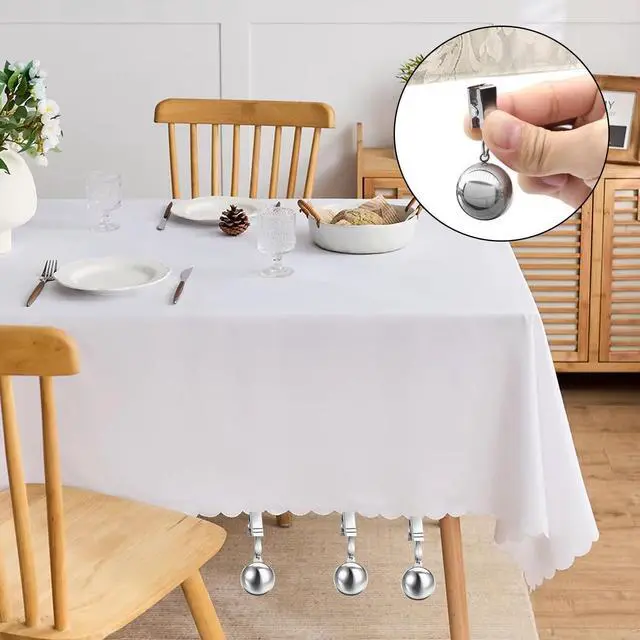 Alt view image 6 of 7 - Yamrots Tablecloth Weights, Tablecloth Weights Hangers, Stainless Steel Balls with Rust-Resistant Clip for Decoration, Outdoor Picnic, Garden Flag, Useful Fixed Fabric Tools at Outside Events (4)