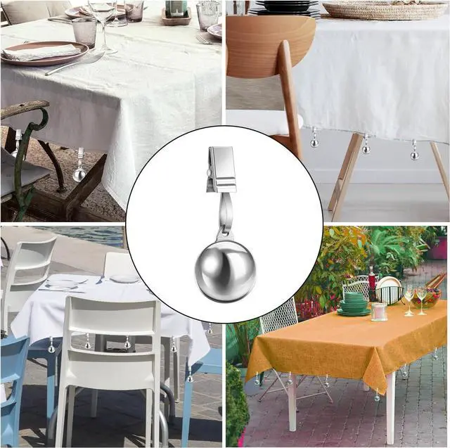 Alt view image 7 of 7 - Yamrots Tablecloth Weights, Tablecloth Weights Hangers, Stainless Steel Balls with Rust-Resistant Clip for Decoration, Outdoor Picnic, Garden Flag, Useful Fixed Fabric Tools at Outside Events (4)