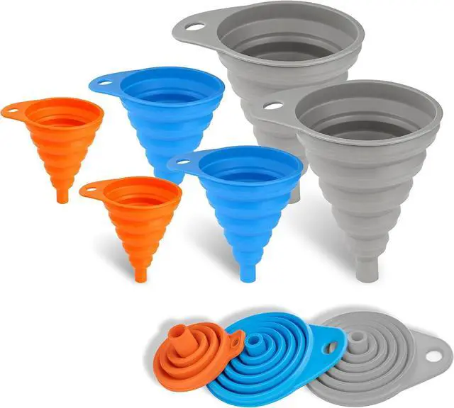 Main image of Kitchen Funnels for Filling Bottles Small and Large Funnel Set | 6 Pcs Silicone Foldable Collapsible Funnels for Filling Water Bottle Liquid, Kitchen Gadgets Accessories