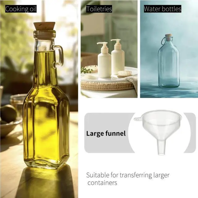 Alt view image 3 of 7 - Small Funnel Kit, 9 Pack, 3 Sizes with Droppers for All Small Bottles | Ideal for essential oils, kitchen, water bottles, skincare, hair & body care, capsules, pet use & precision DIY dispensing