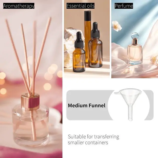Alt view image 4 of 7 - Small Funnel Kit, 9 Pack, 3 Sizes with Droppers for All Small Bottles | Ideal for essential oils, kitchen, water bottles, skincare, hair & body care, capsules, pet use & precision DIY dispensing