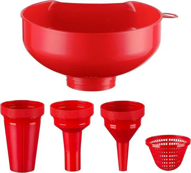 Main image of Pisol Wide Mouth Versatile Funnel for Kitchen Use for Filling Bottles | Food Grade Plastic, BPA Free, 4 Sizes Mouth, 1 Strainer, Rotating Screw Design, Easy to Clean, Dishwasher Safe