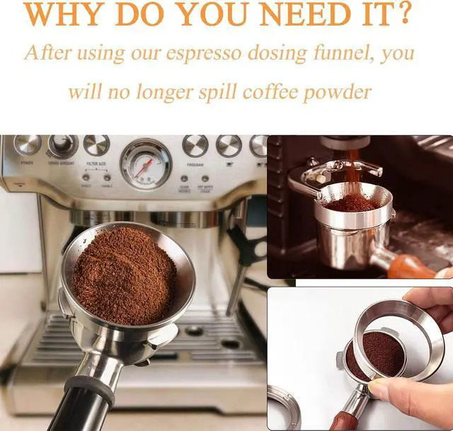 Alt view image 2 of 6 - Espresso Dosing Funnel Precision Aluminum Alloy Coffee Dosing Ring Accessories Set for Portafilter Hands-Free (51mm)
