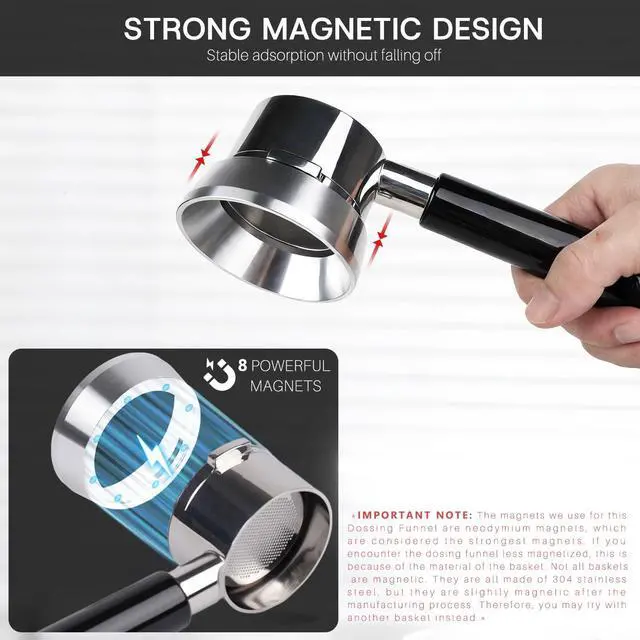 Alt view image 4 of 7 - 54mm Espresso Dosing Funnel with Magnetic | Fits Breville 54mm Portafilter | Sits On the Outside of the Portafilter | Silver