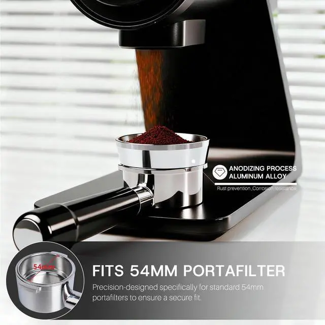 Alt view image 2 of 7 - 54mm Espresso Dosing Funnel with Magnetic | Fits Breville 54mm Portafilter | Sits On the Outside of the Portafilter | Silver