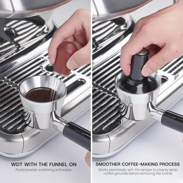 Alt view image 6 of 7 - 54mm Espresso Dosing Funnel with Magnetic | Fits Breville 54mm Portafilter | Sits On the Outside of the Portafilter | Silver