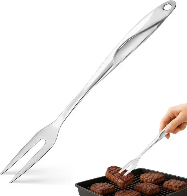 Main image of HANSGO 14.6" Stainless Steel Carving Fork for Meat, 2-Prong Serving & Grilling Fork with Hanging Hole, Hollow Handle for Better Heat Reduction, Kitchen Utensil for Cooking & Serving
