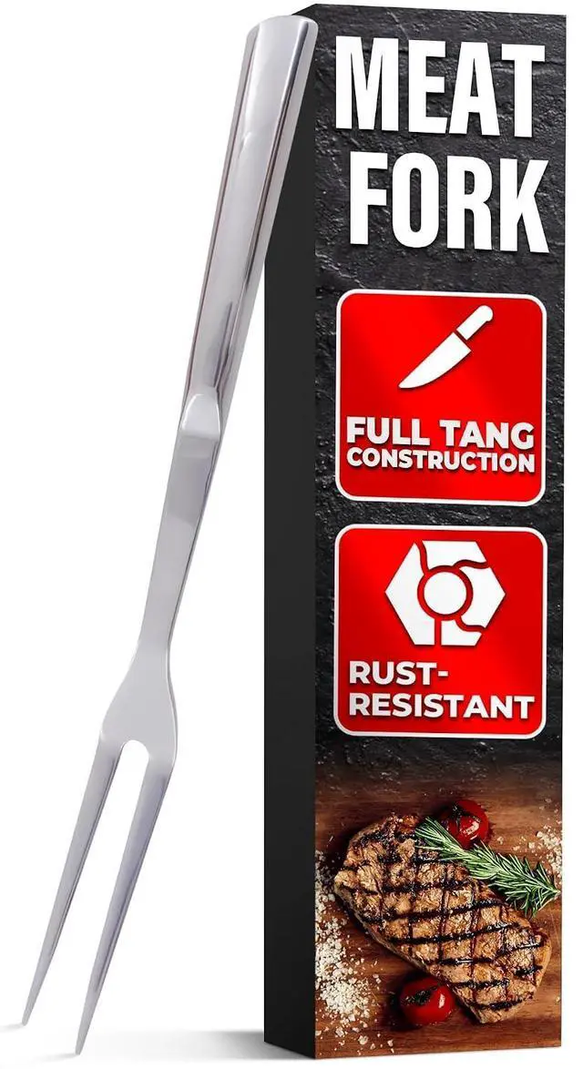 Main image of Meat Fork 2 Prongs, 11 In, 430 Stainless Steel, for Cooking & Serving | Meat Carving Fork for Cooking, Grilling and Roasting; Long Handle; Rust-Resistant & Polished Surface, One-Piece Construction
