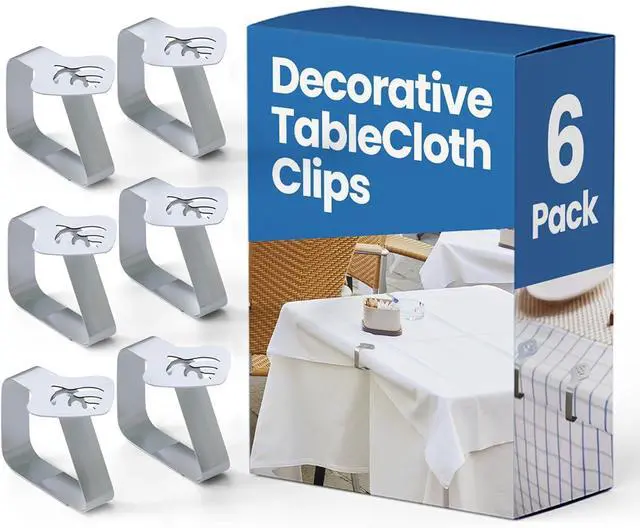 Main image of 6 Pcs Picnic Tablecloth Clips for Outdoor Tables - Stainless Steel Table Cloth Clip, Fits for 1.9 Thick Tables, Metal Clamps for Picnic Table Clips, Dining Table Cloth Holder