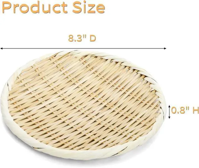 Alt view image 2 of 7 - Bamboo Basket Colander, 8.3" Round Small Bamboo Sieve Washing Strainer, Hand Weave Plate Holder for Kitchen, Wicker Pantry Storage Tray for Fruit Vegetable Bread Snack Zaru