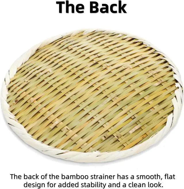 Alt view image 4 of 7 - Bamboo Basket Colander, 8.3" Round Small Bamboo Sieve Washing Strainer, Hand Weave Plate Holder for Kitchen, Wicker Pantry Storage Tray for Fruit Vegetable Bread Snack Zaru